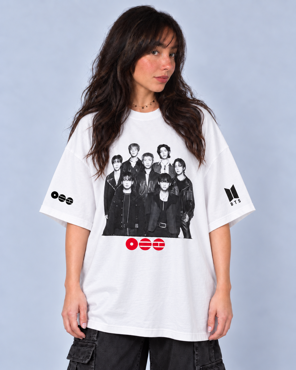 Polera BTS - Logo Vinilo Gliter - Oversize