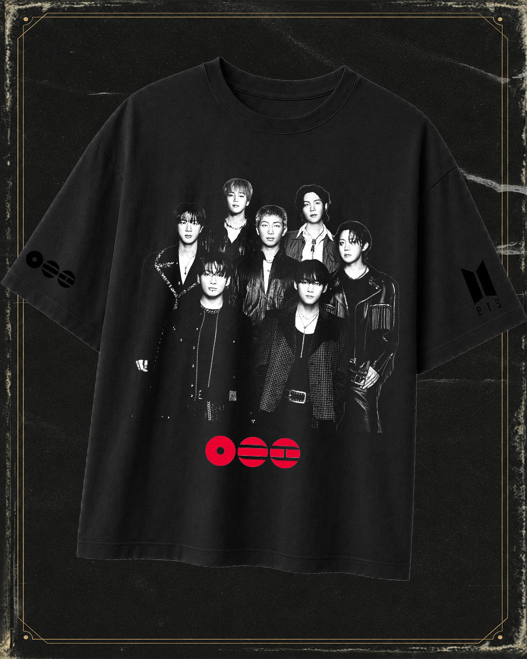 Polera BTS - Logo Vinilo Gliter - Oversize