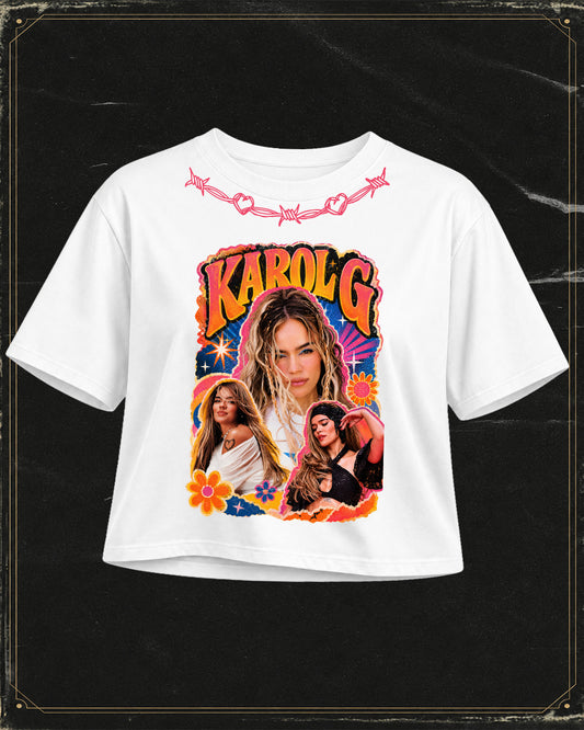 Polera Tipo Crop Karol G - Estampado delantero y trasero