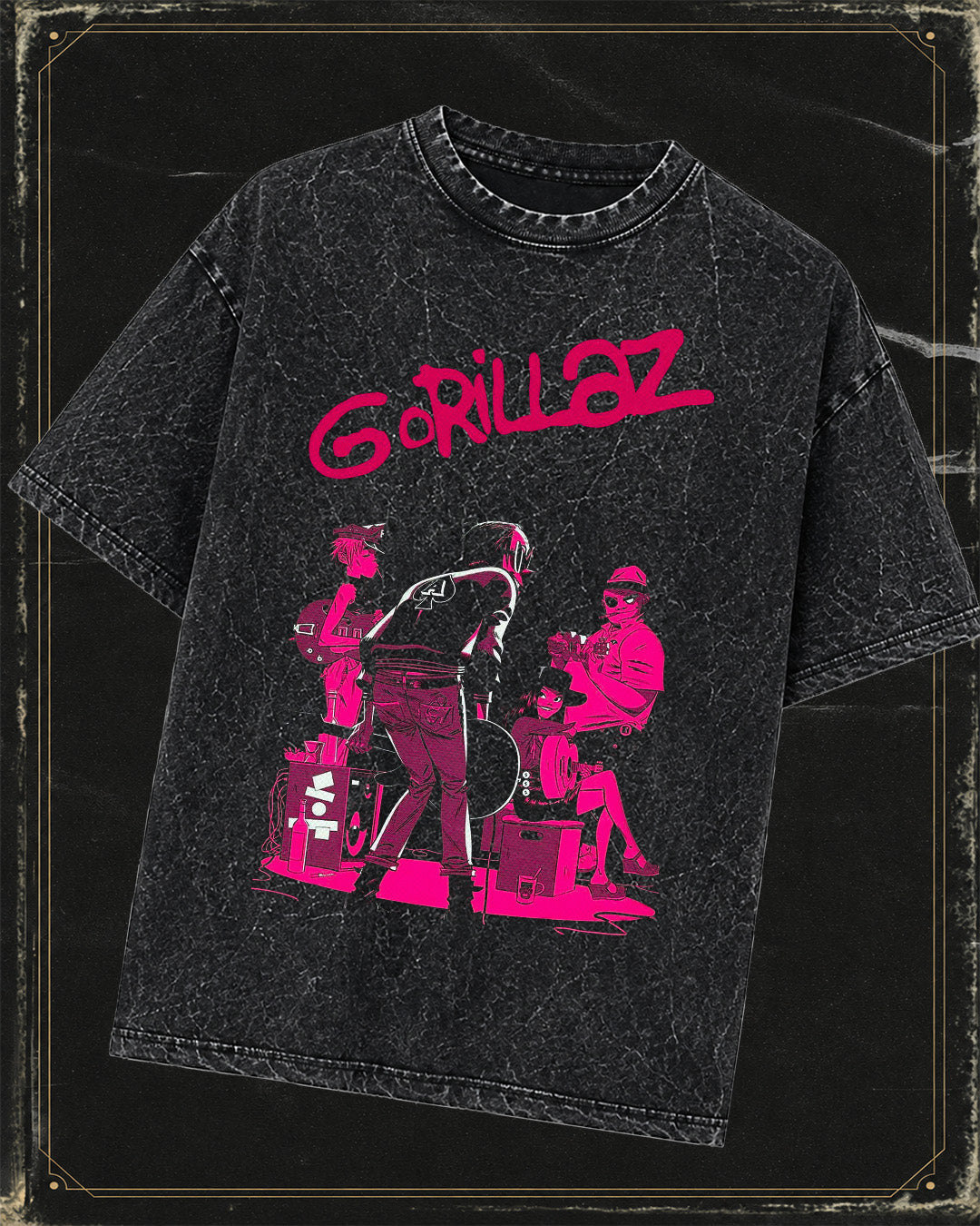 Polera Gorillaz - efecto mineral wash