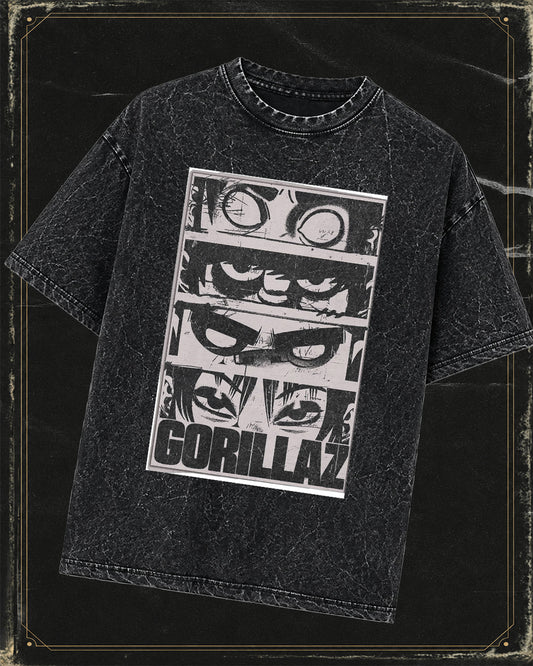 Polera Gorillaz - efecto mineral wash